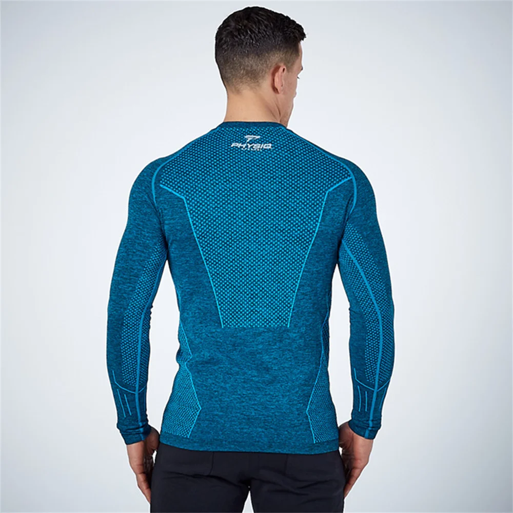 Men Compression Quick Dry Long Sleeve T-shirt Gym Fitness Training Shirt Male Running Jogging Sports Workout Tight Tees Tops