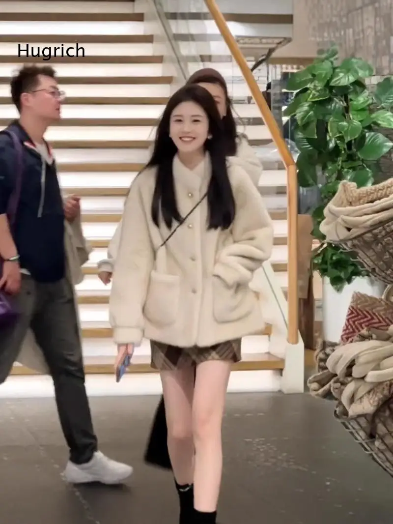 Women's Faux Fur Short Coat Winter Warm Fluffy Jacket Casual Loose Fit Outerwear Beige White Black Pink Grey Brown