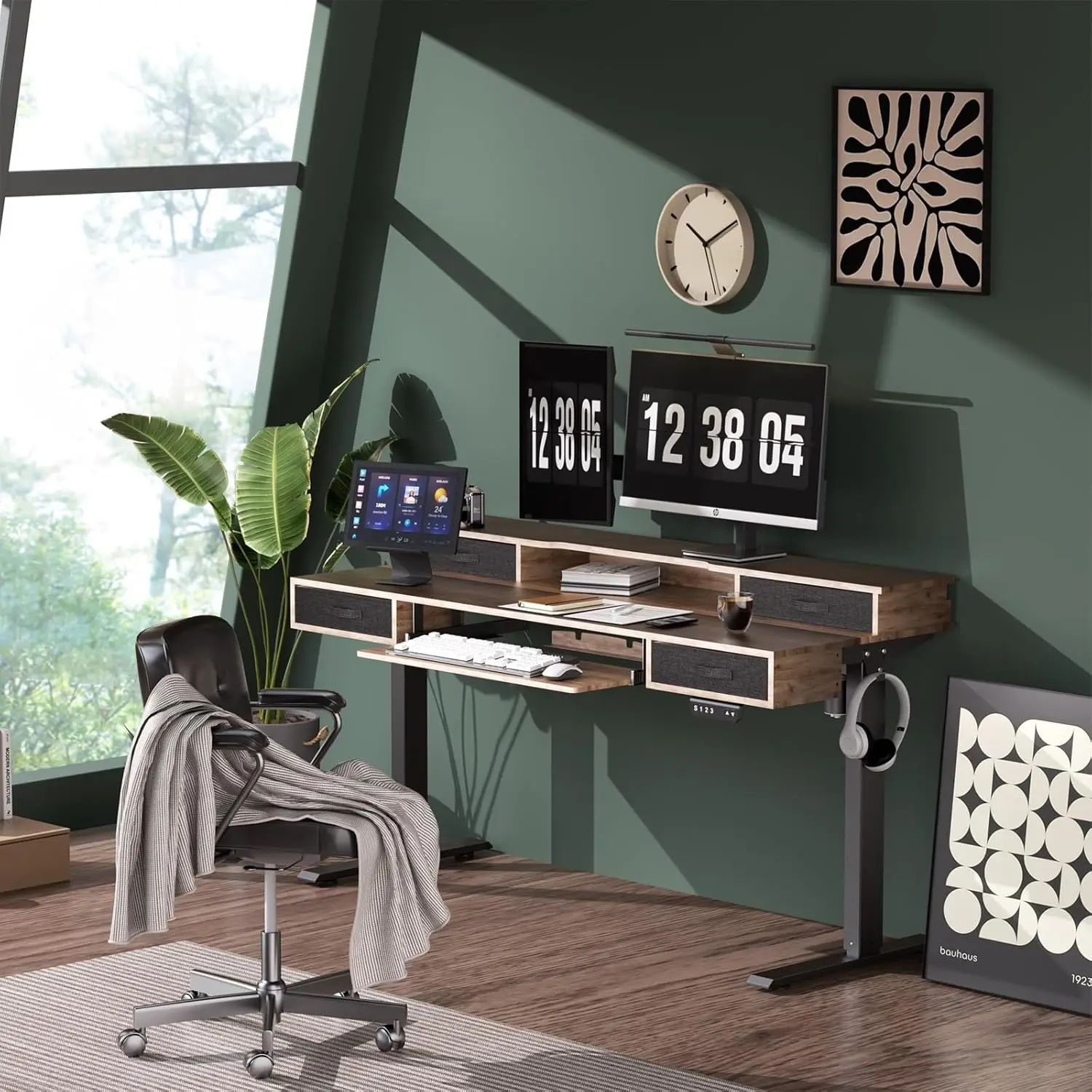 

Multifunctional Standing Desk Adjustable Height, 55 * 24 Standing Desk with 4 Drawers