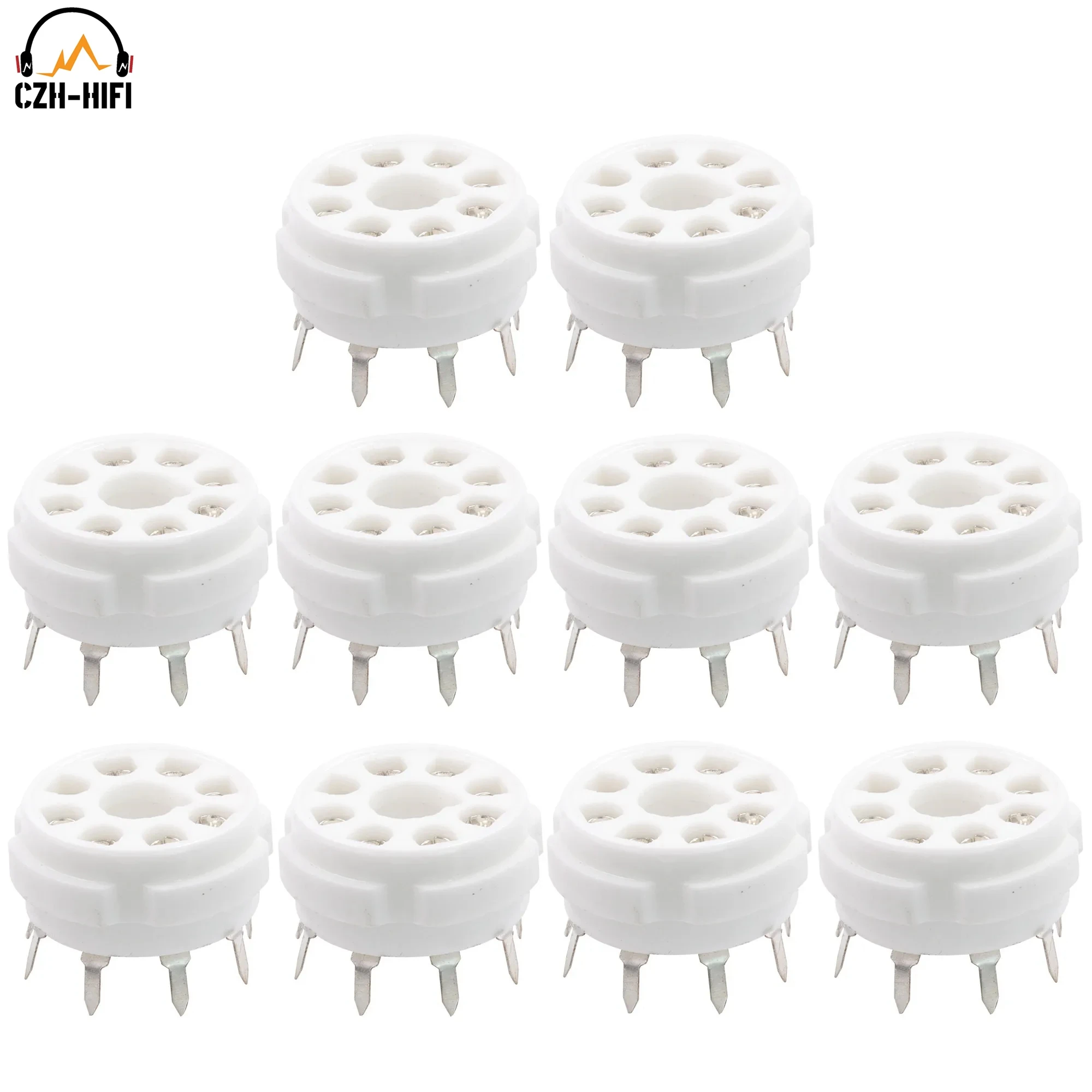 10pcs K8A PCB Mount 8 Pin Octal Ceramic Tube Sockets For 6P3P 6SN7 6N8P 6N9P 5Z3P 5Z4P 6550 KT88 Vintage Hifi Audio Tube AMP DIY