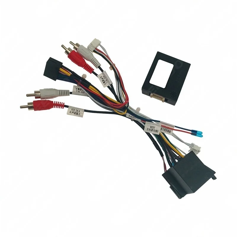 Wiring Harness CAN Bus Decoder RCA Connector Car Android Unit 16 Pin Plug Cable Adapter for Fiat 500L Doblo