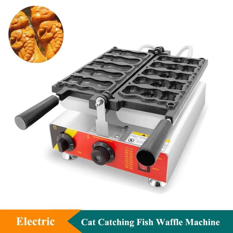 لطيف القط اصطياد الأسماك على شكل آلة صنع الوافل بنجيوبانغ وجبة خفيفة التجارية القط المعانقة الأسماك Taiyaki آلة طعام الشارع