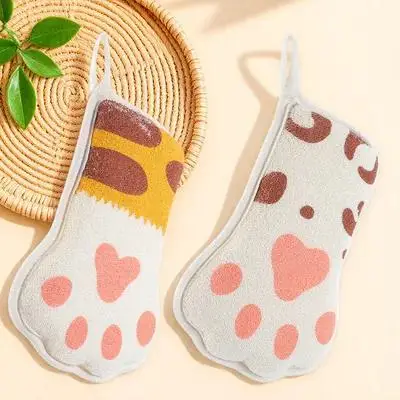 

2Pcs Baby Bath Sponge Cartoon Paw Toddler Kids Exfoliating Towel Soft Skin Scrubber Fun Bathing Accessories Kids Towel