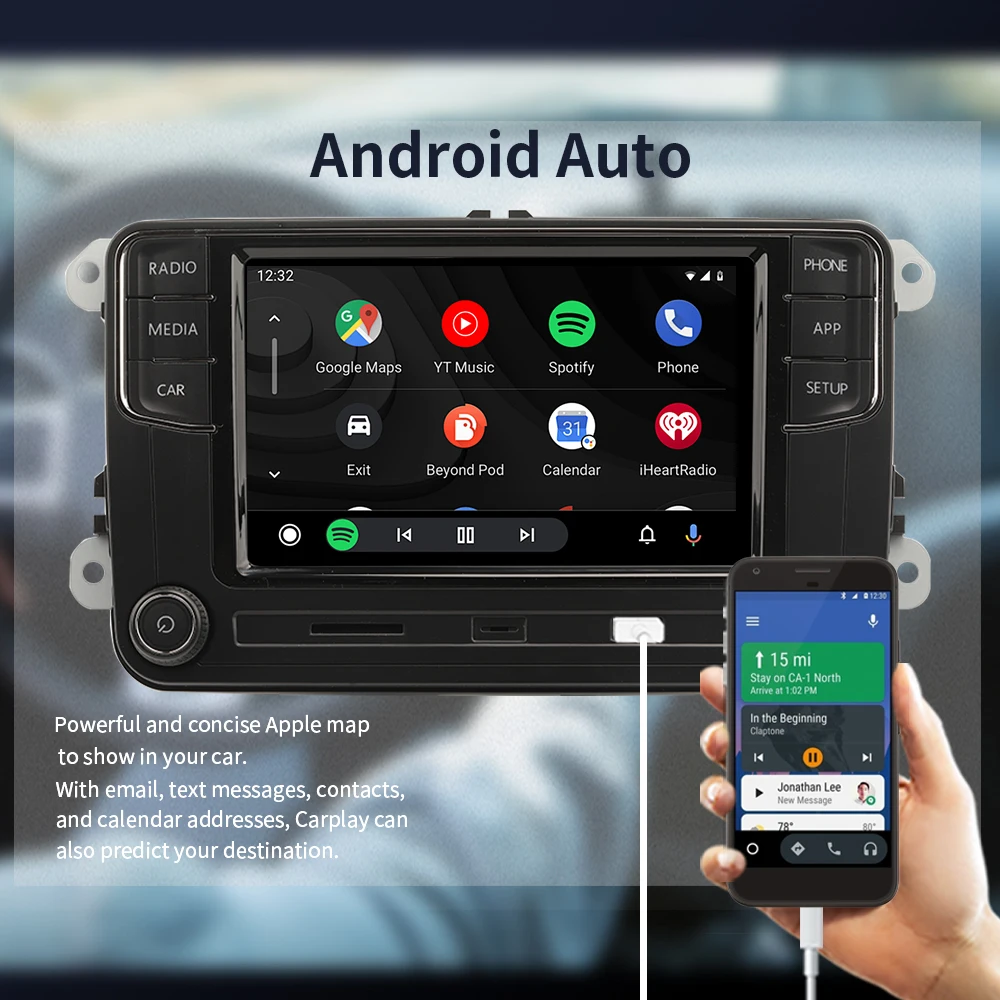 POCAVIO MIB Carplay Radio de coche solo para Volkswagen MQB POLO 6C / MQB POLO 6R Android Auto Bluetooth reproductor Multimedia navegador
