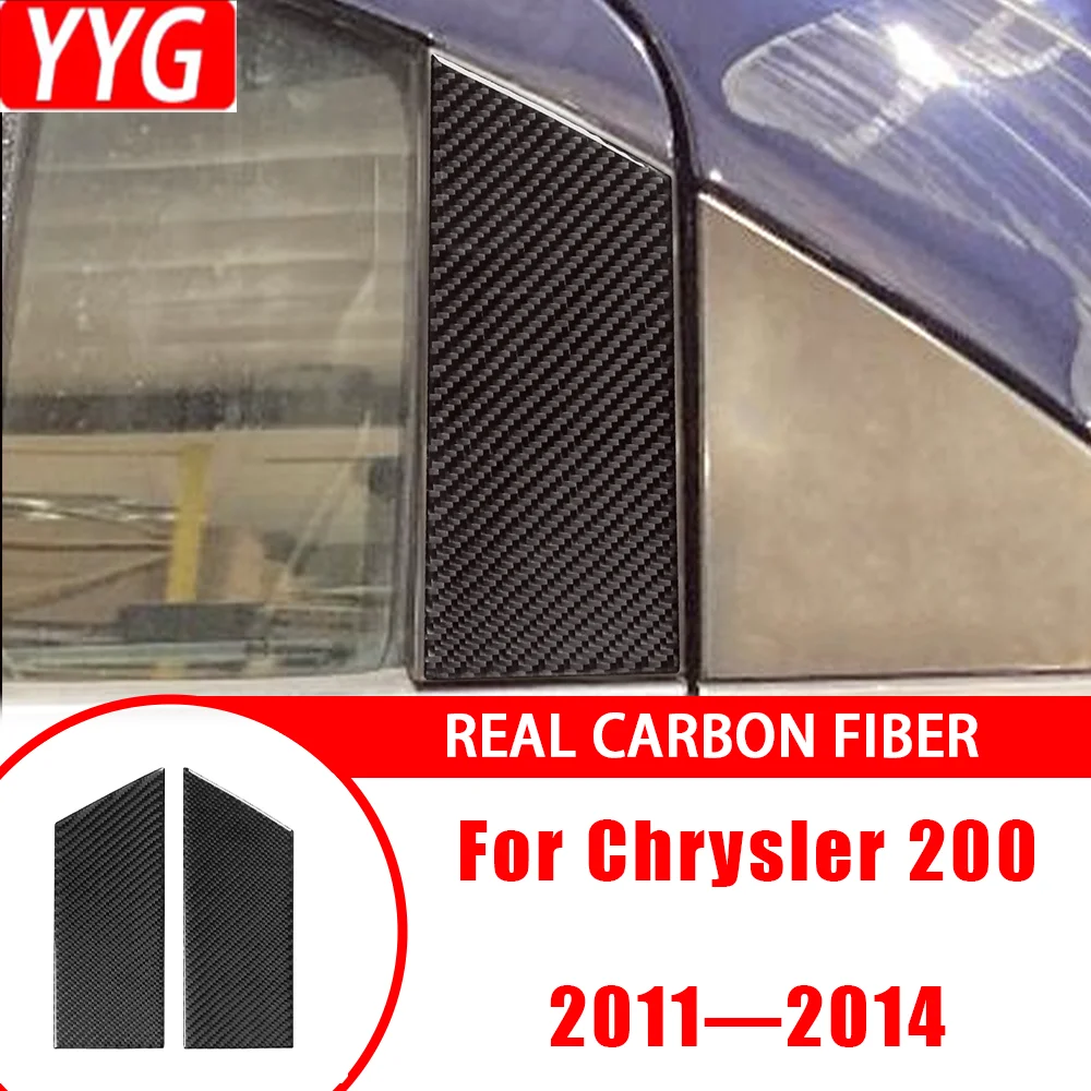 For Chrysler 200 2011—2014 Car Accessories Carbon Fiber Exterior Outer C-pillar Door Posts Panel Cover Trim Sticker Modification
