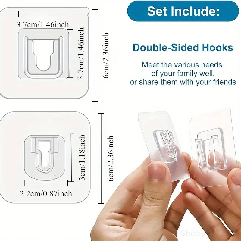 Ganchos Adhesivos de Doble Cara para Pared, Ganchos de Succión Transparentes y Resistentes, Ganchos de Almacenamiento para Baño, Cocina y Dormitorio