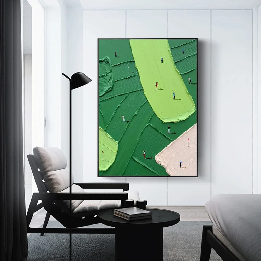1pc frameless Abstract Green Golf Scene 3D Texture Art Canvas Painting Nordic Style Minimalist Creative Posters Modern Living Ro view 5