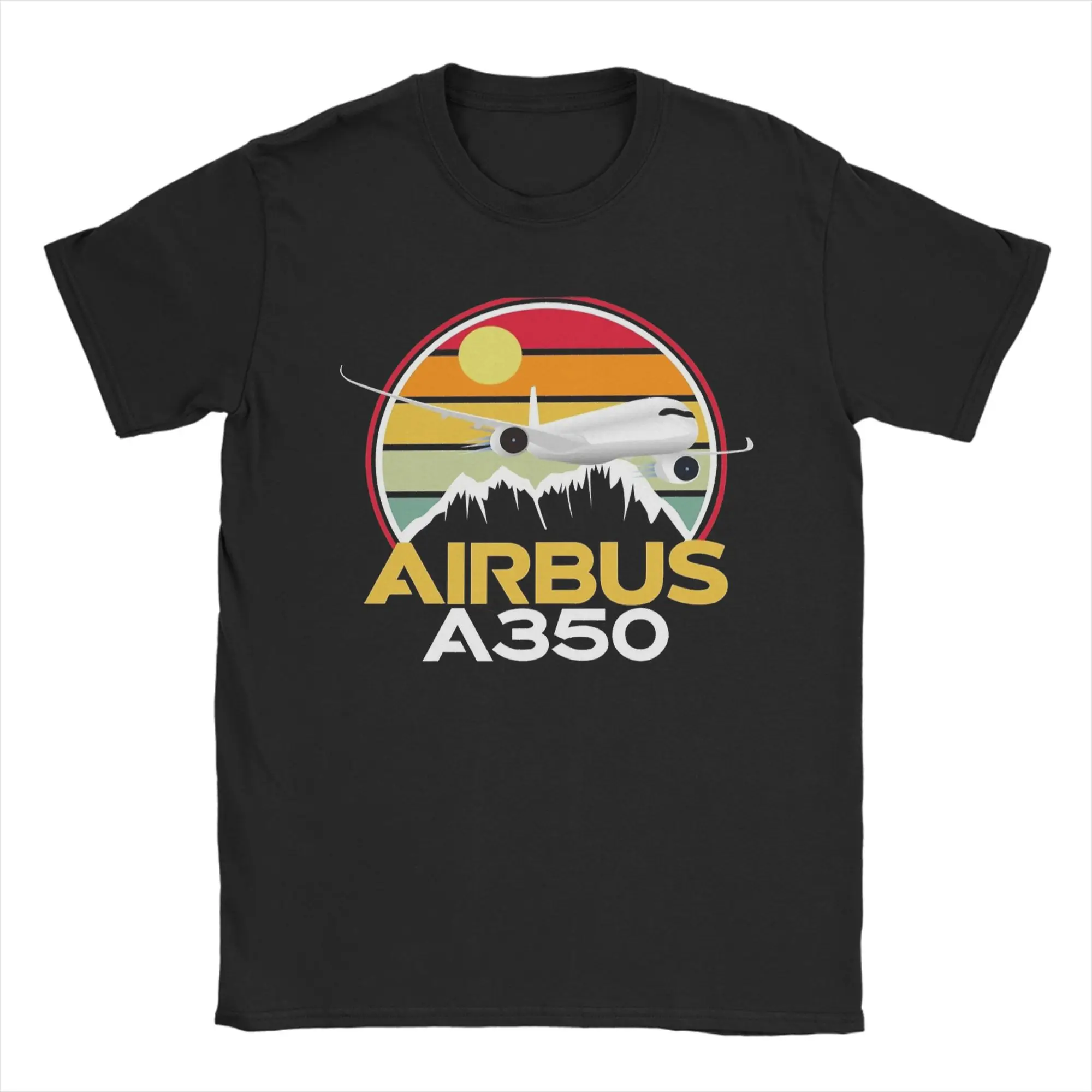 Men's Airbus A350 Sunset Pilot T Shirt  Cotton Tops Vintage Short Sleeve Round Collar Tee Shirt Gift Idea T-Shirts
