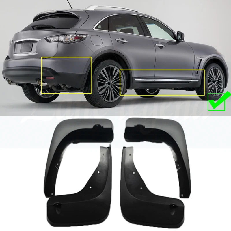 Mudflaps For Infiniti FX35 FX37 FX50 QX70 2009 - 2017 Mud Flaps Splash Guards Mudguards Front Rear 2011 2012 2012 2014 2015 2016