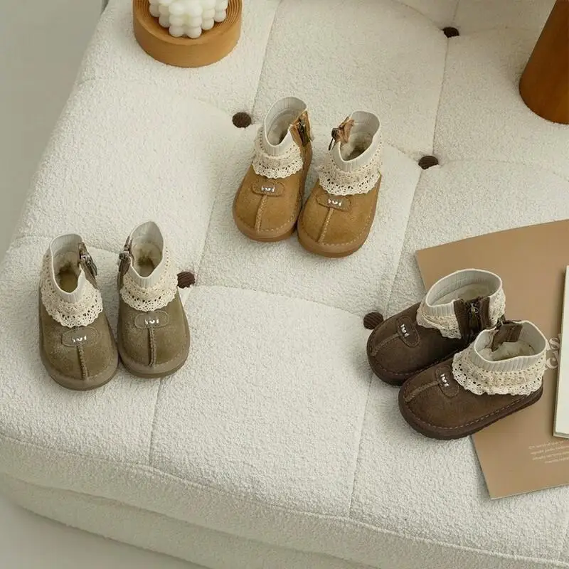 

Kawaii Casual Keep Warm Shoe Fashion Children Winter Shoe Children Snow Boots Plush Thick New Girls Big Cotton Shoes Kids Cotton