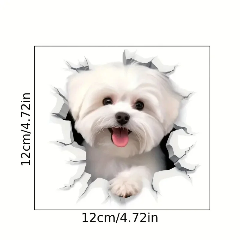 1pc Creative 3D Cracked Animal Dog Toilet Sticker, Adorable Bathroom Decor, Wall Self-Adhesive Art, Bathroom Decor