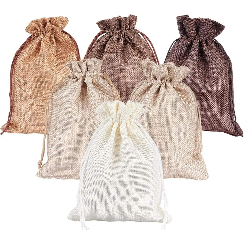 5x7 Inch Burlap Bags 24pcs Packing Pouches Drawstring Gift Bag Wedding Favors Bag Candy Bags Advent Calendar Bags for Christmas