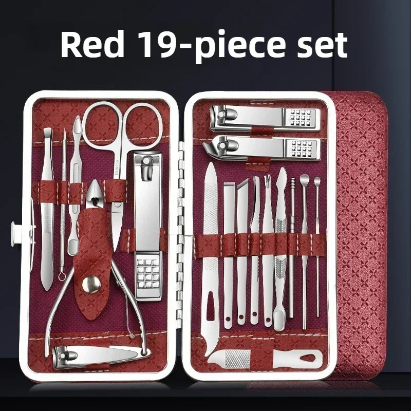 

‌Stainless Steel Manicure Set Sharp Durable Foldable Case Nail Clipper File Essentials Kit‌