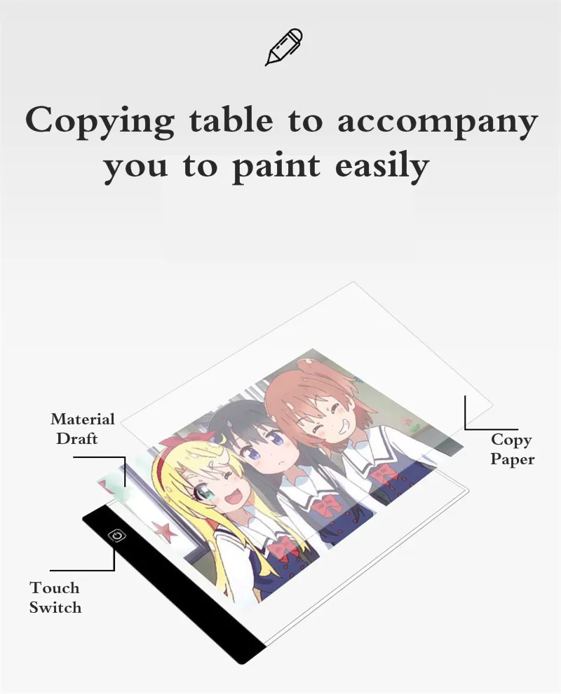 LED-Fotokopiertisch, Zeichenbrett, lichtdurchlässiger Kopiertisch für Kinder, Helligkeit, einstellbares Kopierbrett, Malspielzeug – Detail 6