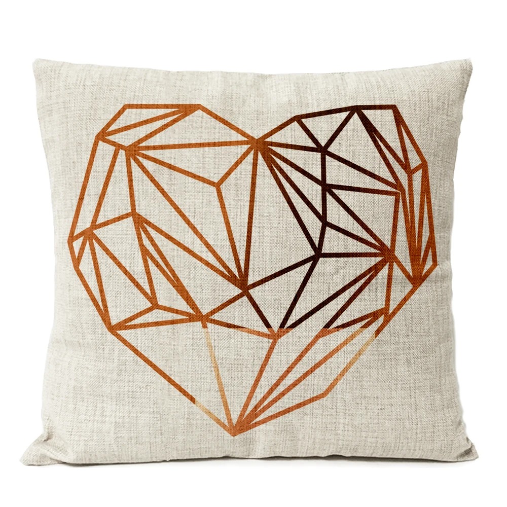 Nordic Deer Golden Geometric Pillow Case Loving Heart Black Grey Geometry Deer Decorative Pillows Sofa Home Decor Cushion Covers