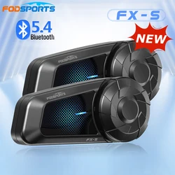 2pcs Fodsports FX-S Motorcycle Intercom BT5.4 Helmet Headset Bluetooth Moto Interphone 1000m Comunicador ,Waterproof