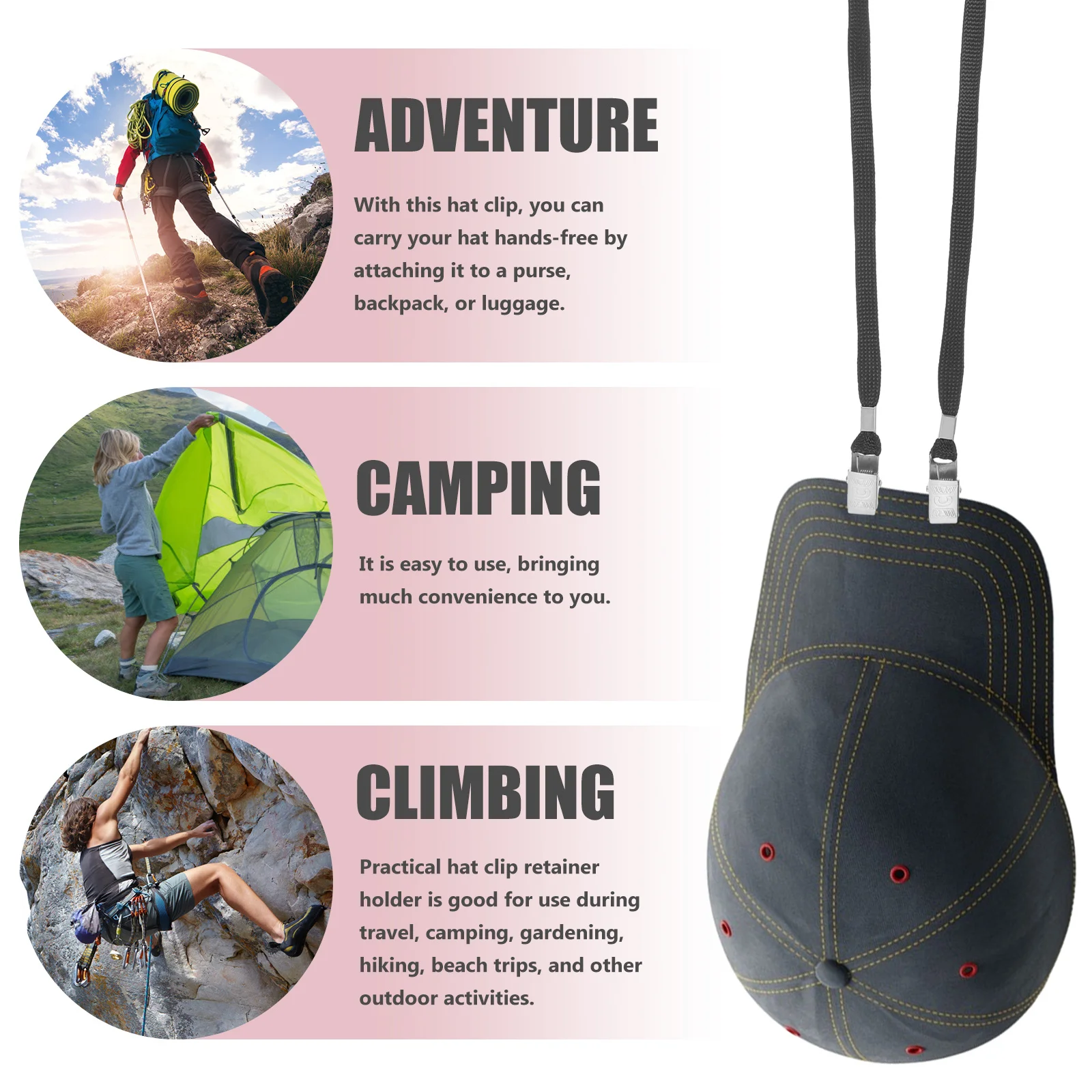 

10Pcs Hat Holder Clip Secure Fastening for Clothing Bags Luggage Ideal for Hiking Travel Camping Sun Hat Cap Retainer