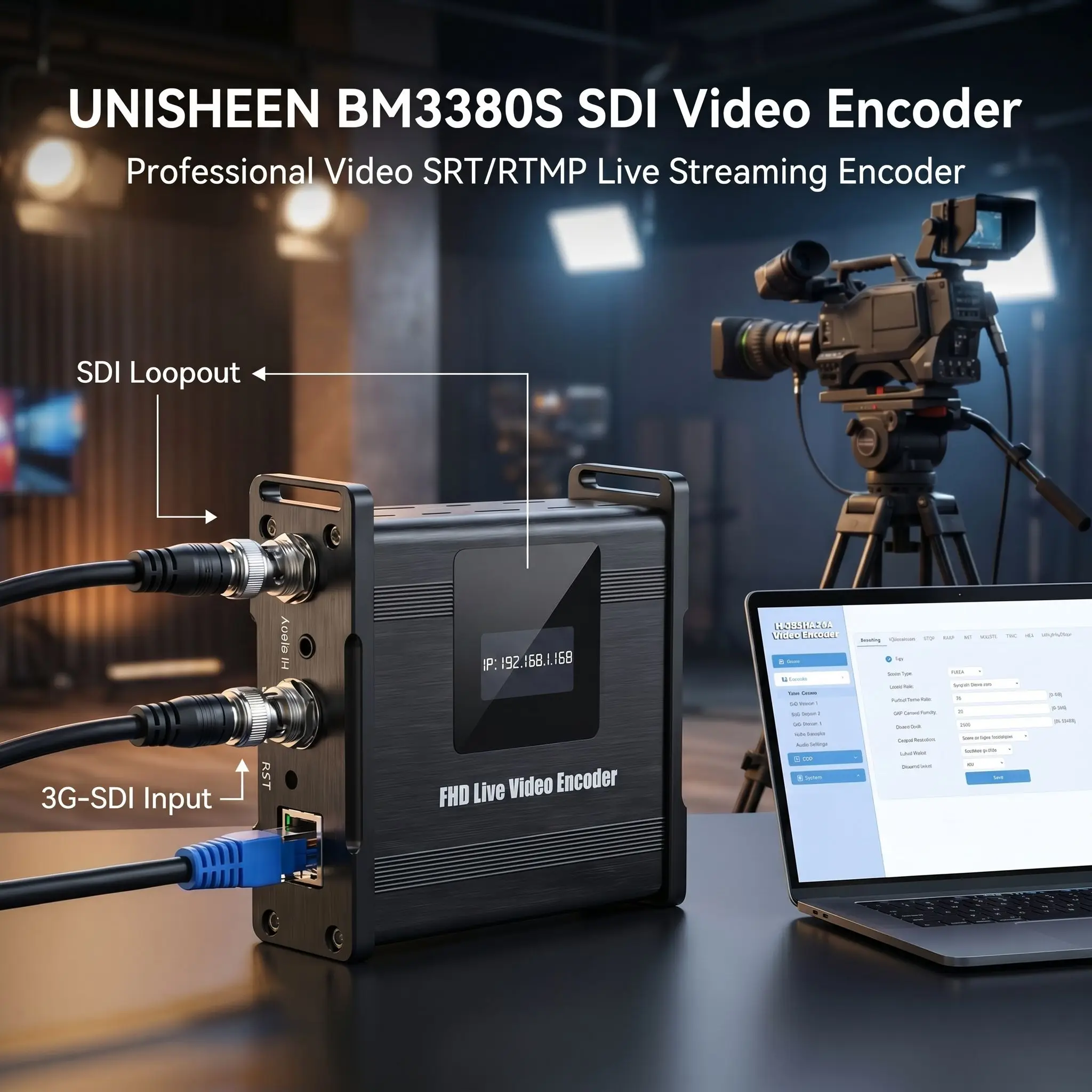 UNISHEEN SDI 1080p Live Stream to IP Broadcast IPTV WebRTC RTMP RTSP SRT UDP H.265 H.264 Onvif Multicast Video Encoder Board