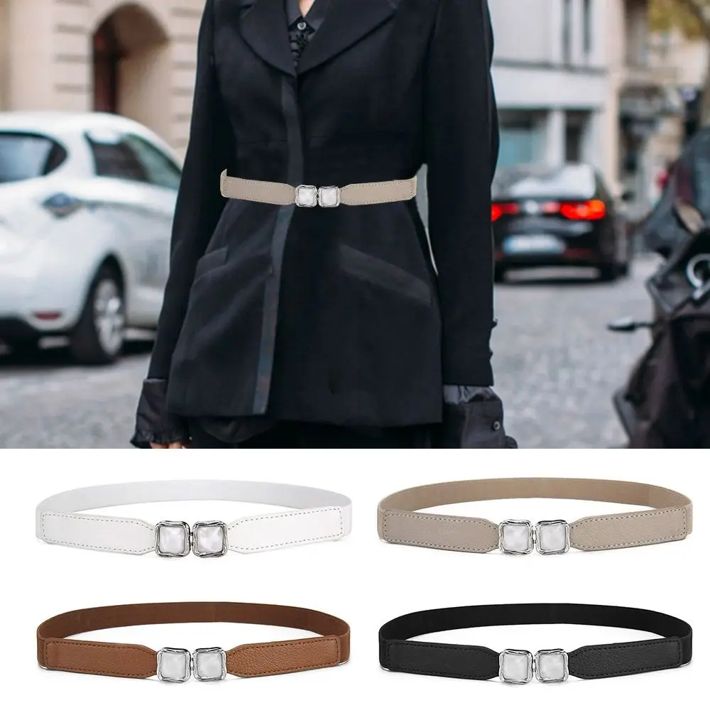 

Fashion PU Leather Metal Hook Buckle Waistband Adjustable Thin Waistband Strap Elastic Waist Seal For Women Lady Girl Bridal