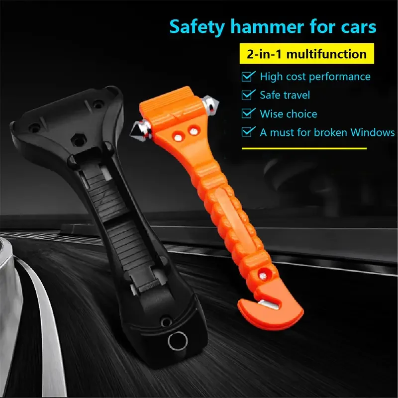 

2pcs 2 in 1 Mini Car Safety Hammer Life Saving Escape Emergency Hammer Seat Belt Cutter Window Glass Breaker Car Rescue Device