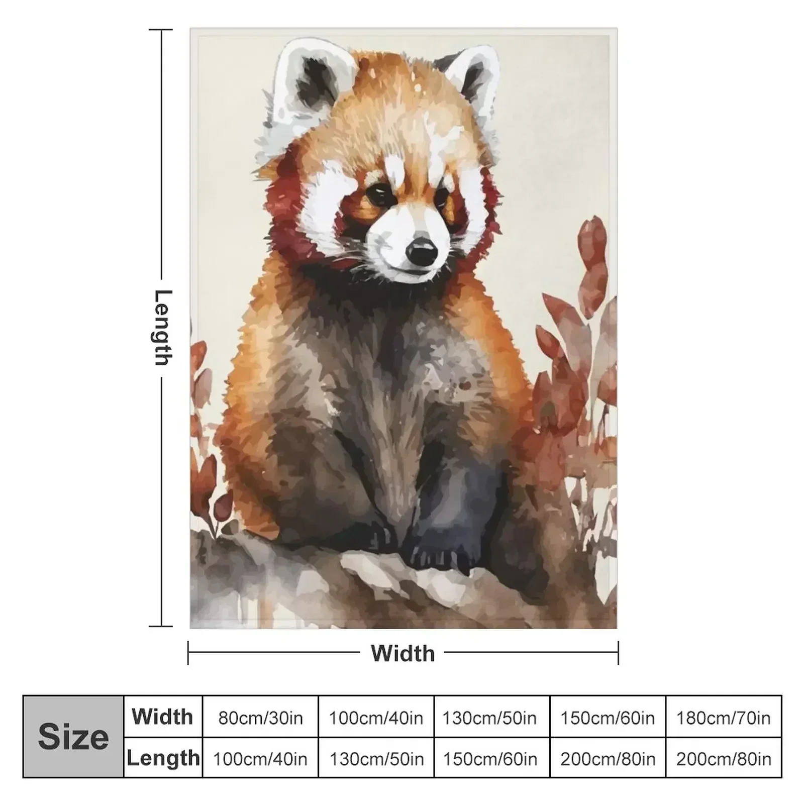 A Cute Red Panda in an Earthy Watercolor - Boho Spirit Animals Throw Blanket couch cozy soft plush fuzzy picnic outdoor blanket