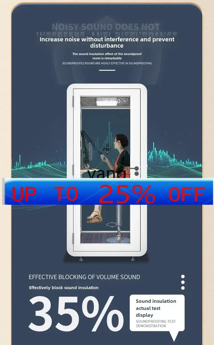 LM small recording studio mobile soundproof room household glass cabin live stream