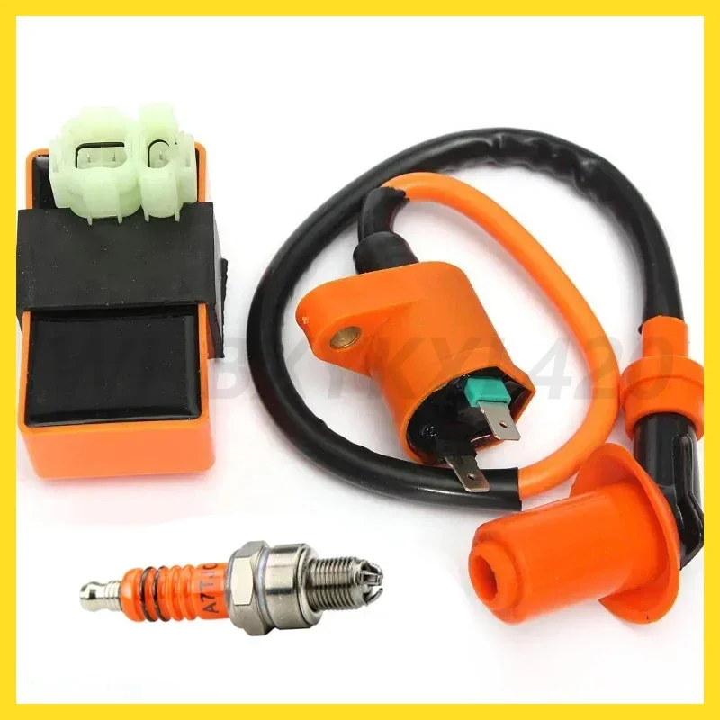 For GY6 50 80 110 125 150cc Moped Scooter ATV Go Carts Performance Racing 6 Pins AC CDI Box Ignition Coil A7TJC Spark Plug