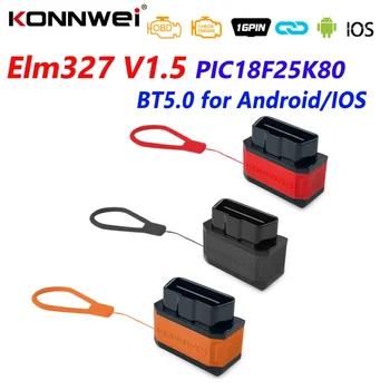 KONNWEI 블루투스 5.0, KW905 ELM327 V1.5 OBD2 스캐너, iOS 안드로이드 자동차 진단 도구 ELM 327 V1 5 코드 리더 pk Vgate iCar2 