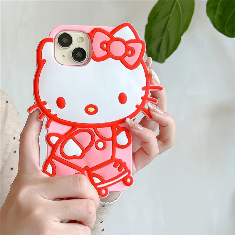 

Hello Kitty Skating Shape Silicone Sanrio Anime Cute Silicone Soft Case Anti-drop for IPhone 16 15 13 14 12 Pro Max Shell Cover