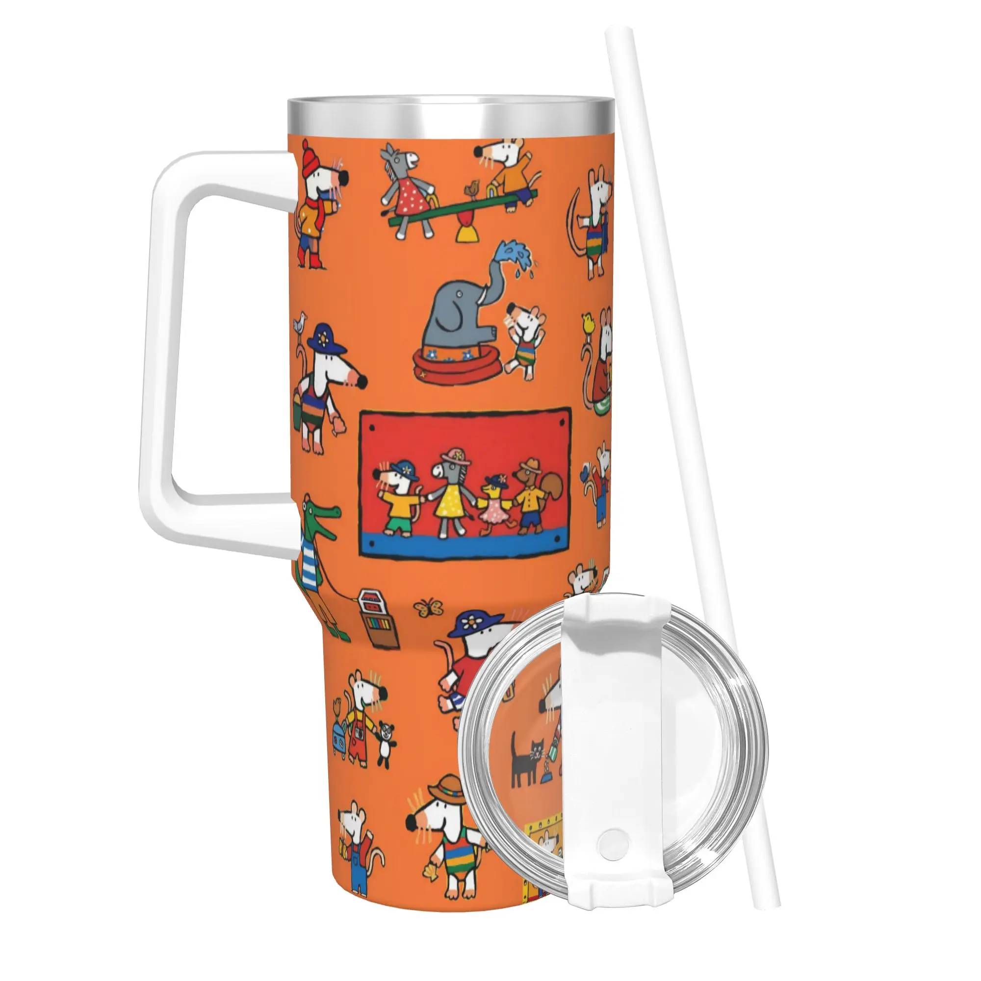 Maisy Mouse Tumbler With Straw  Stainless Steel Mugs Cup Double Wall Vacuum Insulated for Cold Or Hot 40oz