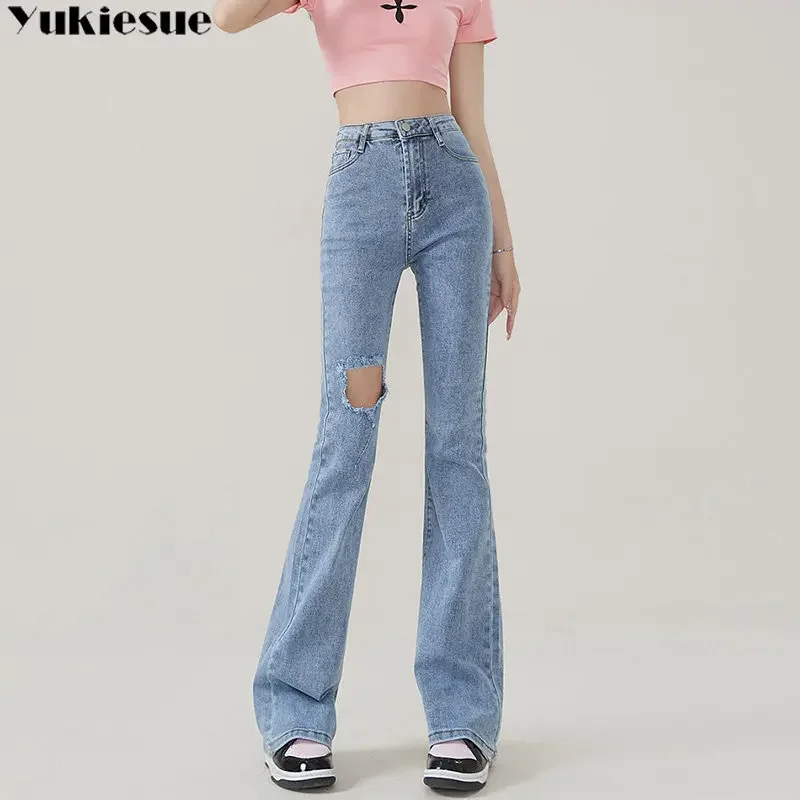 

Y2k уличная одежда, свободные прямые рваные джинсы, летние женские летние мешковатые повседневные универсальные джинсовые брюки с высокой талией и дырками