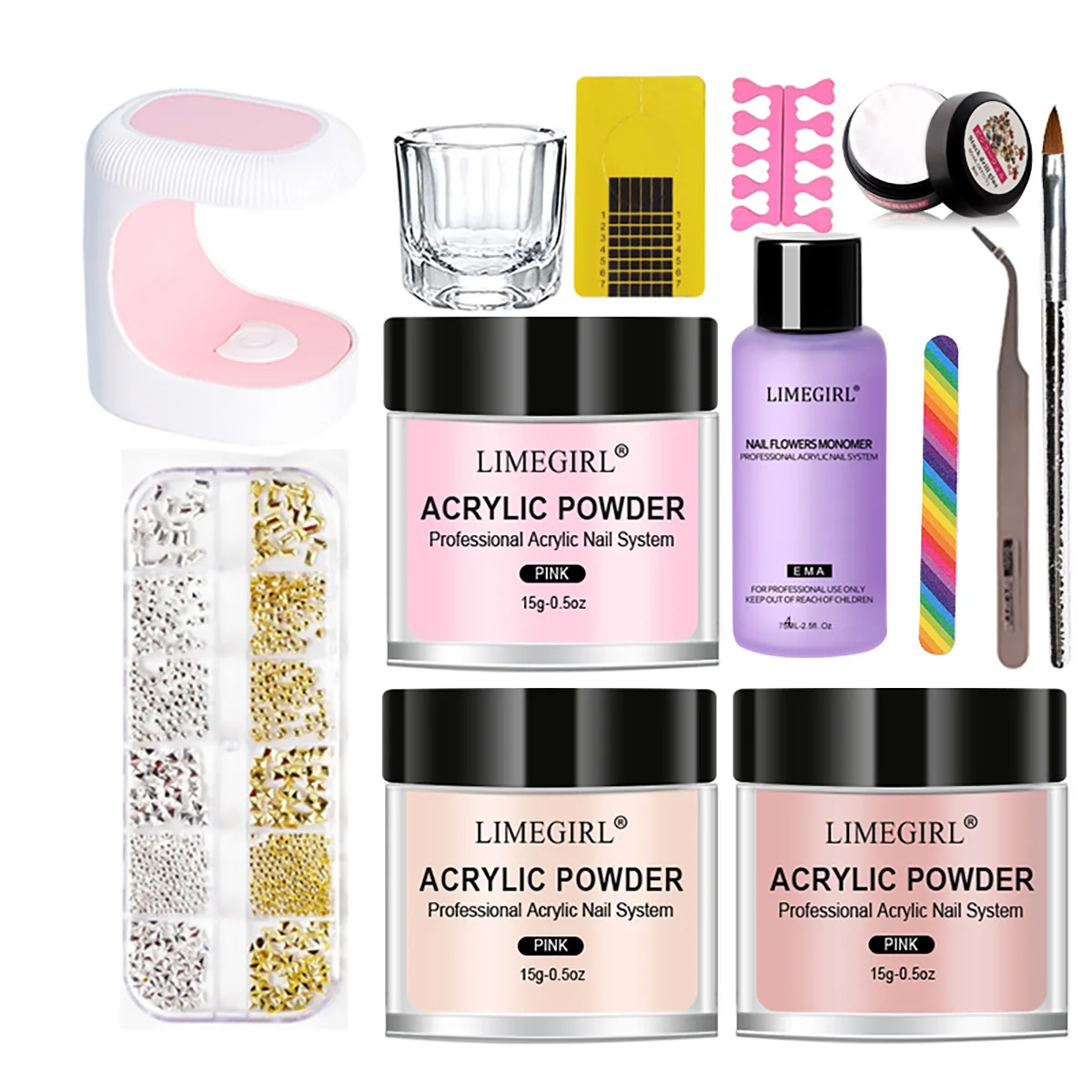 

Набор акриловый маникюрный, 15 г, прозрачная/белая/розовая акриловая пудра и жидкость