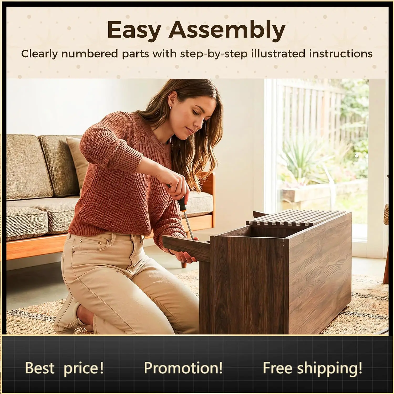 Media Console TV Stand Walnut Fits Screens Up To 75 Inch
