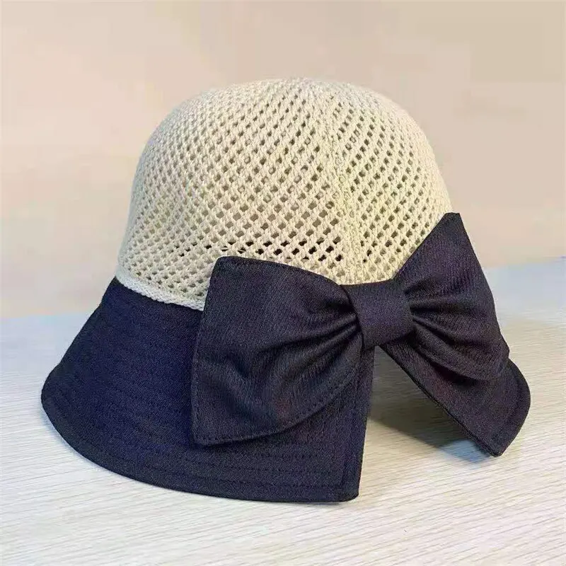 New Sunscreen Hat In Spring And Summer Children\'s Fashion Bucket Hat Folding Bow Sun Hat Sunscreen Hat