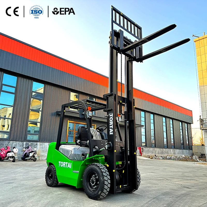 Best Value Tortai 2.5 Ton Diesel Forklift 4WD Two/Three Stage Mast Solid/Pneumatic Tire Mini Construction Forklift
