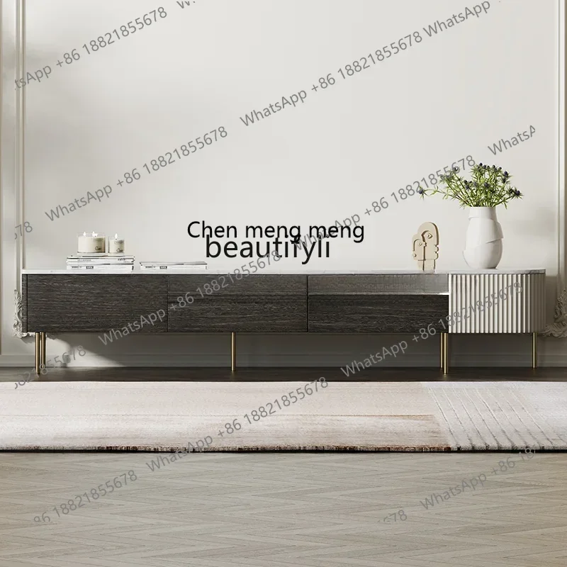 

X Italian Light Luxury Natural Marble TV Cabinet Living Room Floor Cabinet Designer TV Stand