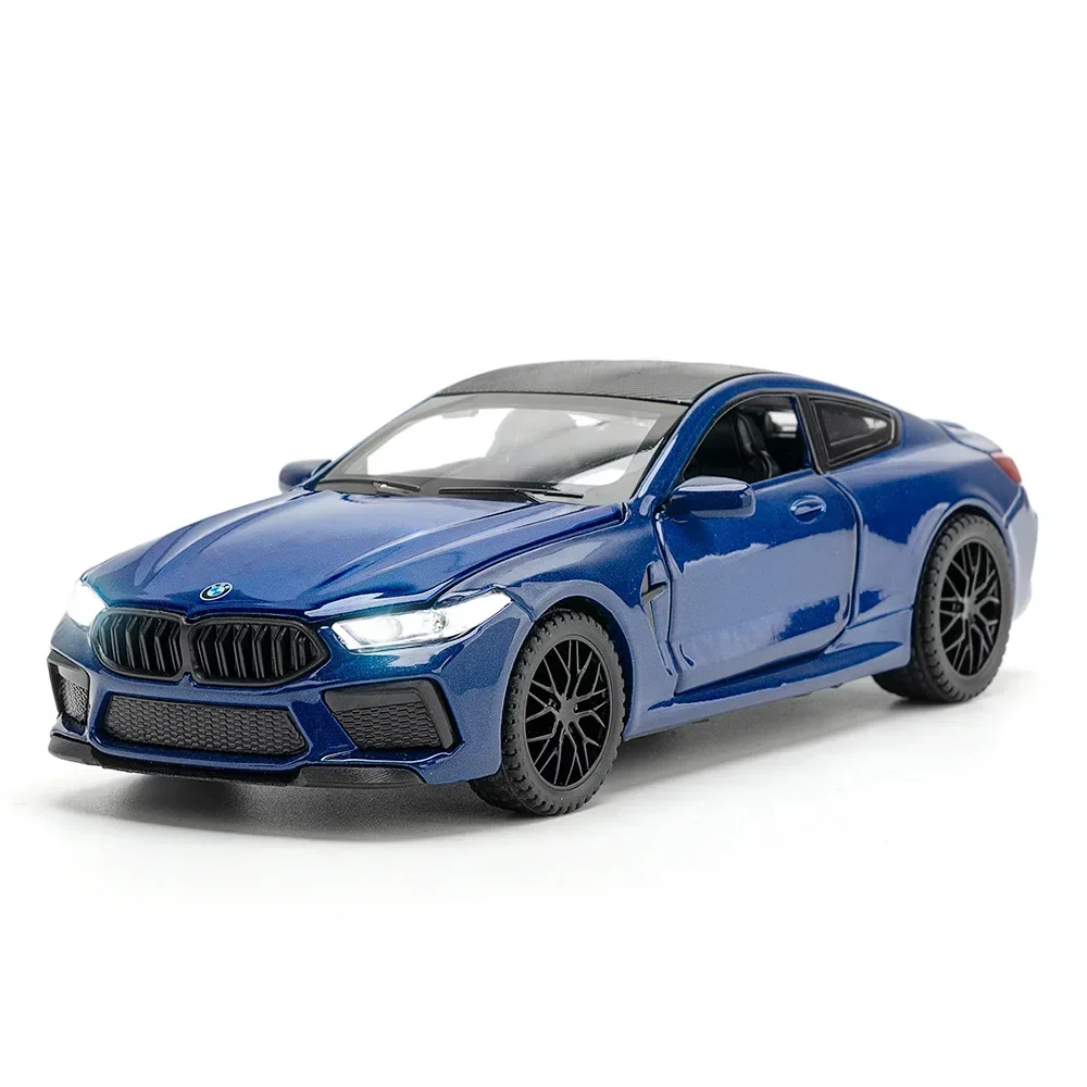 1:32 BMW M8 合金車モデル、サウンド＆ライト、スプリングバックアクション、子供用プレイルーム玩具＆コレクターズアイテム ミニチュアモデル合金車