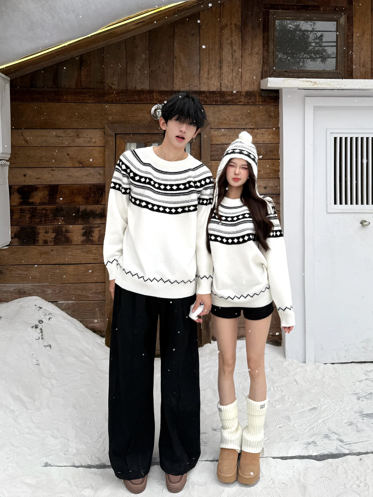 Couples Sweater Christmas Nordic Style Lazy Feeling Loose Fit Knitted Sweater Autumn Winter Ins Super Popular Fair Isle Pattern