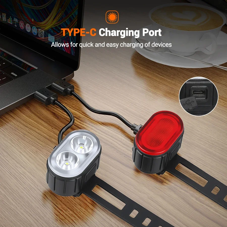 USB Rechargeable Bicycle Lights Bike Safety Warning Lamp Outdoor Waterproof Cycling Flashlight For Mountain And Road Bikes image 6