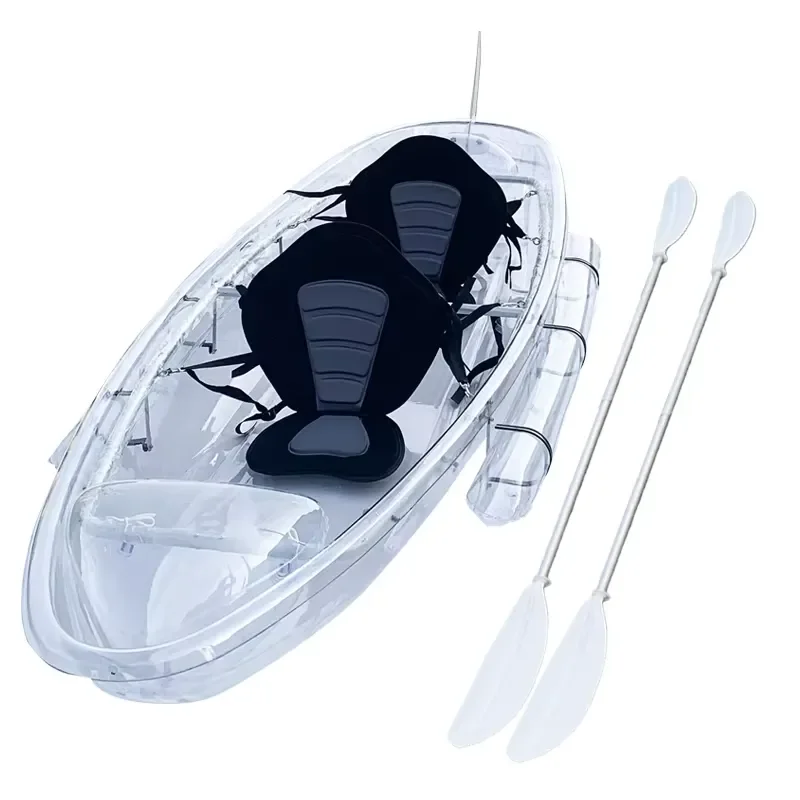 Outdoor Portable 1 or 2 Person Transparent Kayak with Paddle PC Glass Bottom Crystal Kayaks Canoe Stable Transparent Canoe