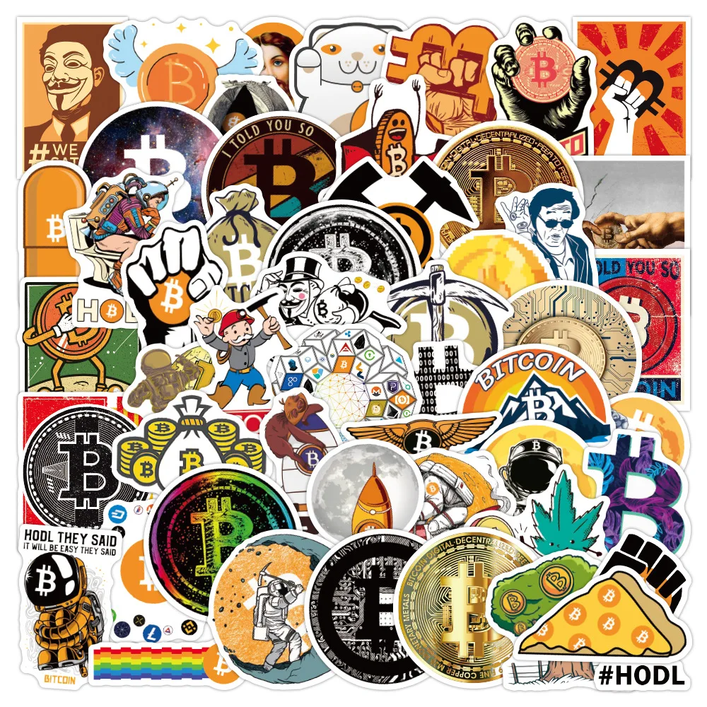 10/50PCS Cartoon Bitcoin Encrypted Virtual Currency BTC Stickers For Helmet Kid Diy Laptop Mixed Skateboard Luggage Case Guitar