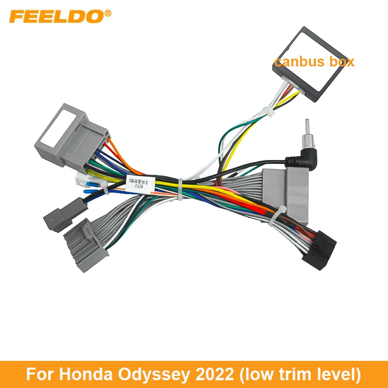 

FEELDO Car Audio 16pin Wiring Harness with Canbus Box For Honda Odyssey CD/DVD Stereo Aftermarket Installation Wire Adapter