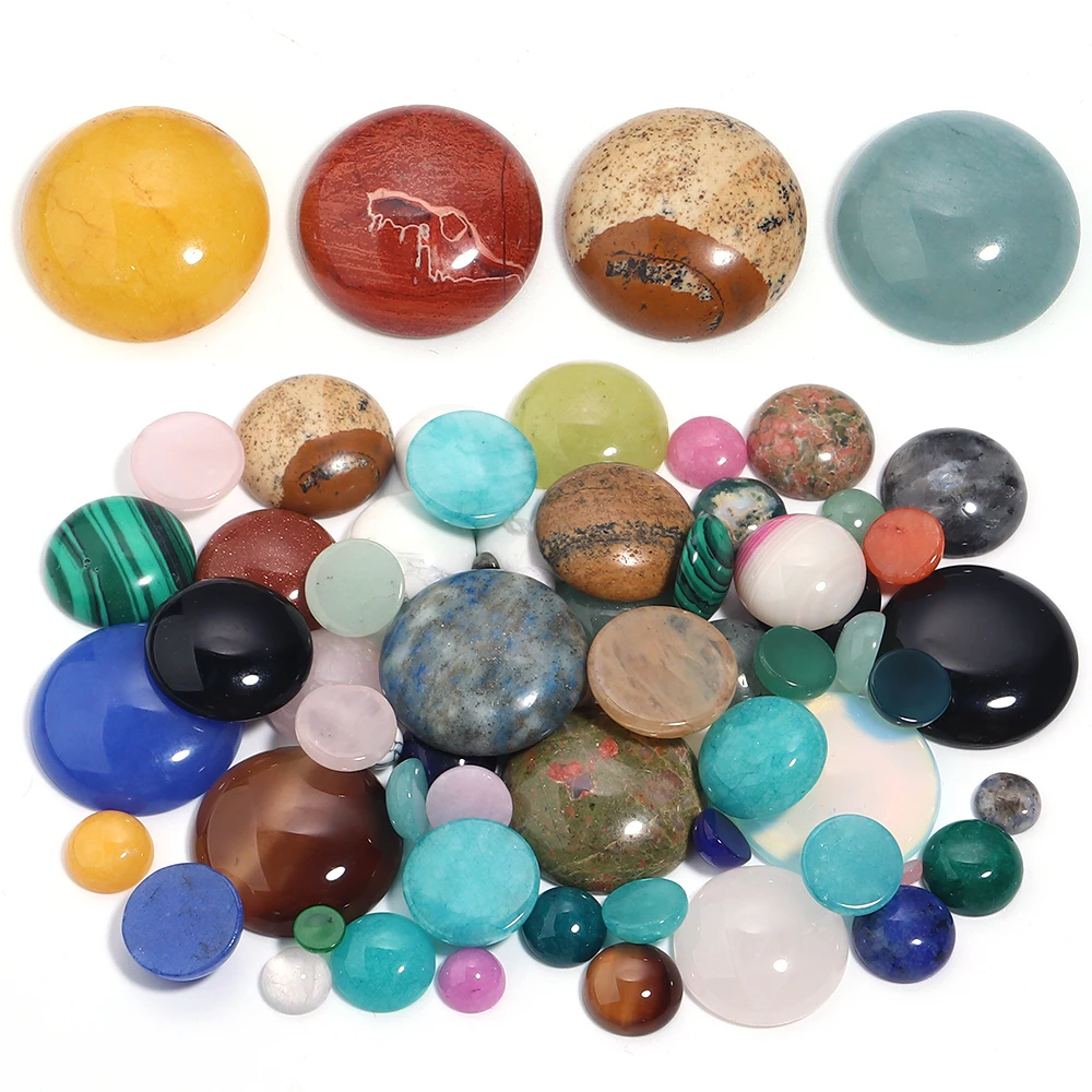 5-10pcs/lot Natural Stone Cabochon Beads 4/6/8/10/12/14/16/18/20/25mm Round Semi-precious Cabochon Cameo For DIY Jewelry Making