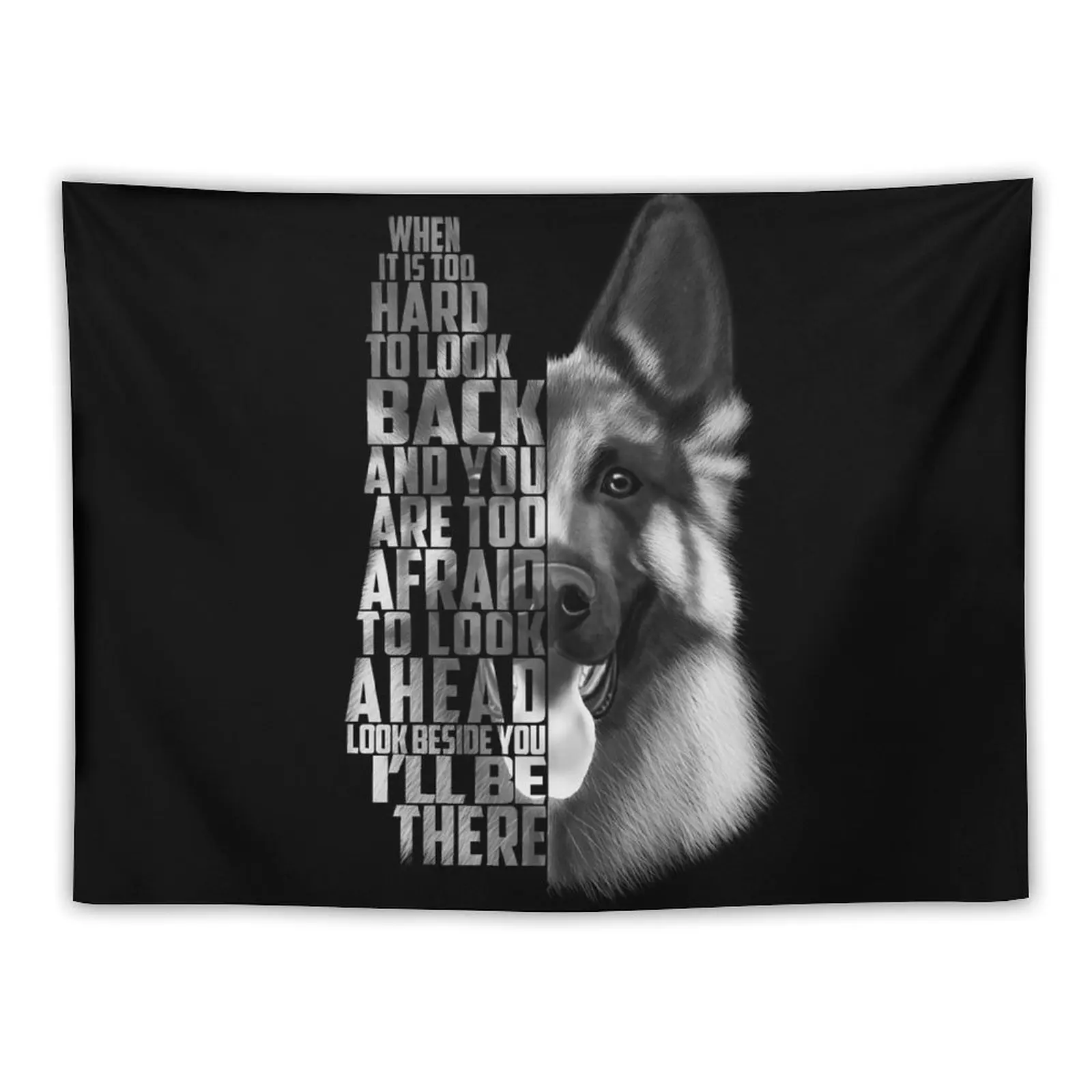 

German Shepherd Quote, German Shepherd Text, German Shepherd Black and white Tapestry Anime Decor Tapestry