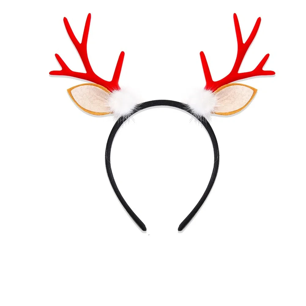 

Creative Cute Christmas Headband Flocked Antler Headwear Deer Ear Headband Photograph Props Glitter Sequin Xmas Hairband Unisex