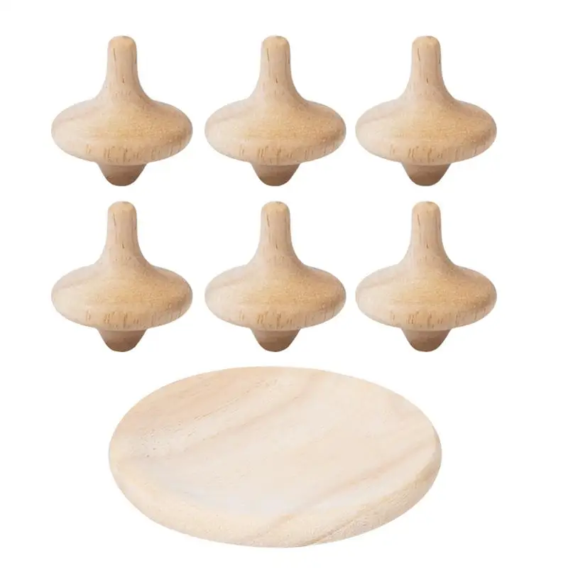 6 pz Spinner in legno top giroscopi con punta delle dita giocattolo bambini antistress Desktop Gyro Toys compleanno regali di natale bomboniere