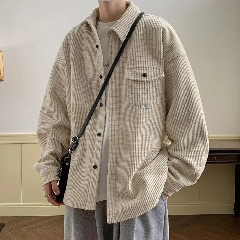 

​ Мужская вельветовая верхняя рубашка, острый шикарный американский стиль, весенне-осенняя модная многослойная рубашка ​