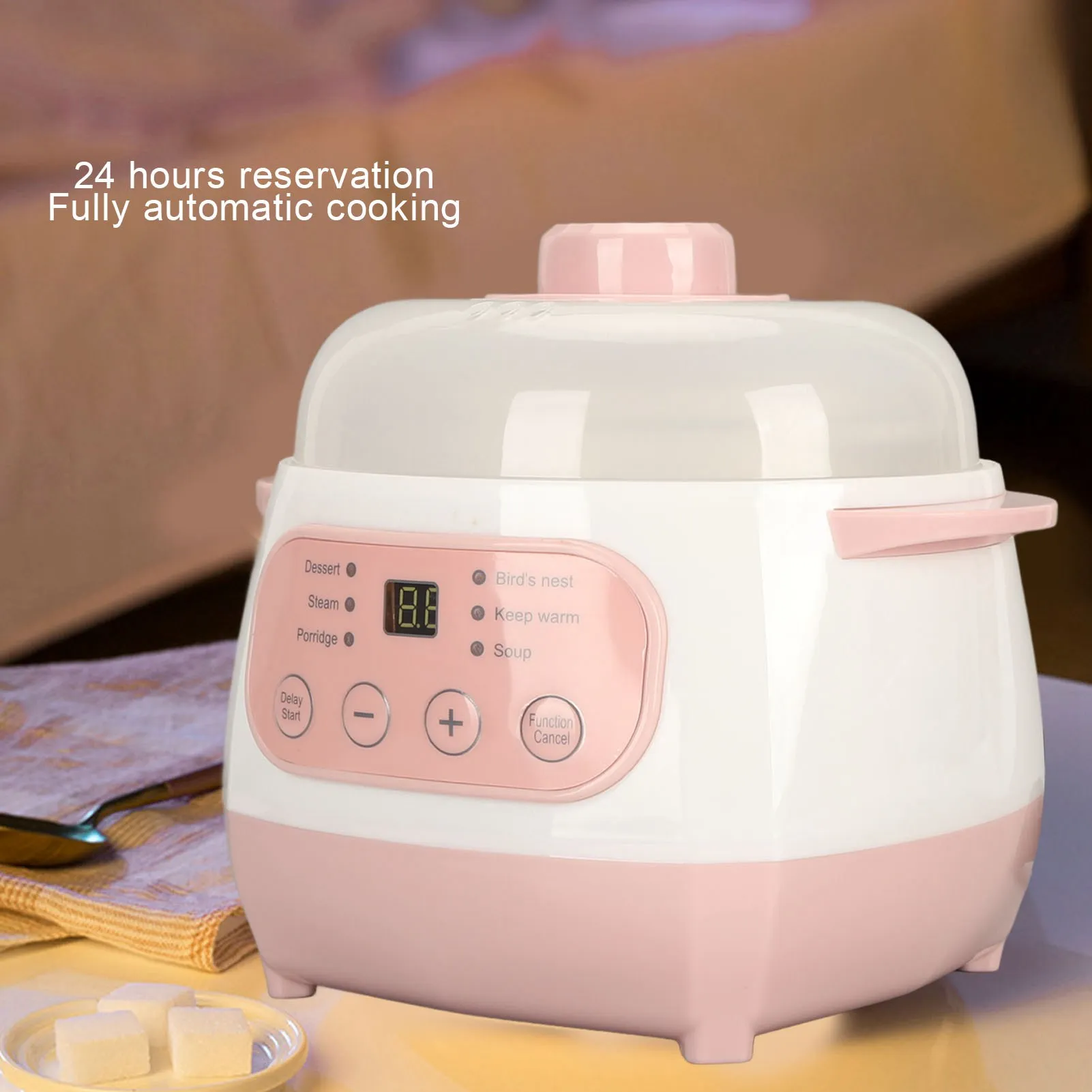 

Electric Ceramic Cooker Electric Stew Pot 1L 200W Anti Dry Burn Intelligent Electric Ceramic Cooker for Porridge Rice Soup