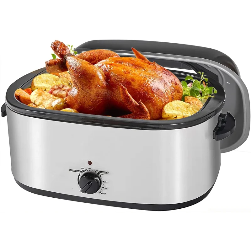 

Roaster Oven 28 Quart, Electric Roaster Pan with Visible & Self-Basting Lid, Large Stainless Steel Electric Turkey Roaster Oven