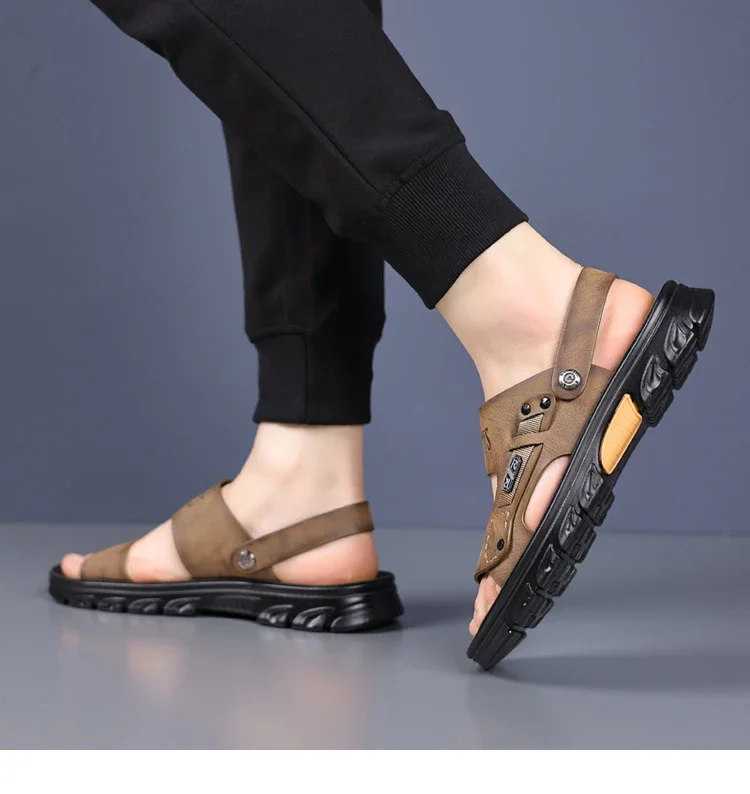 Modische Herren-Sandalen mit weicher Sohle für den Sommer, Outdoor-Doppelnutzung, bequem, strapazierfähig, atmungsaktiv, Strandschuhe-HW80193 – Detail 4